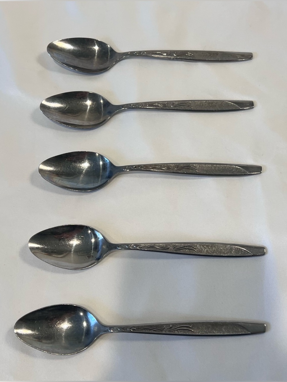 Ekco Eterna Mary Jane Stainless Steel Teaspoons Set of 5 Replacement Flatware